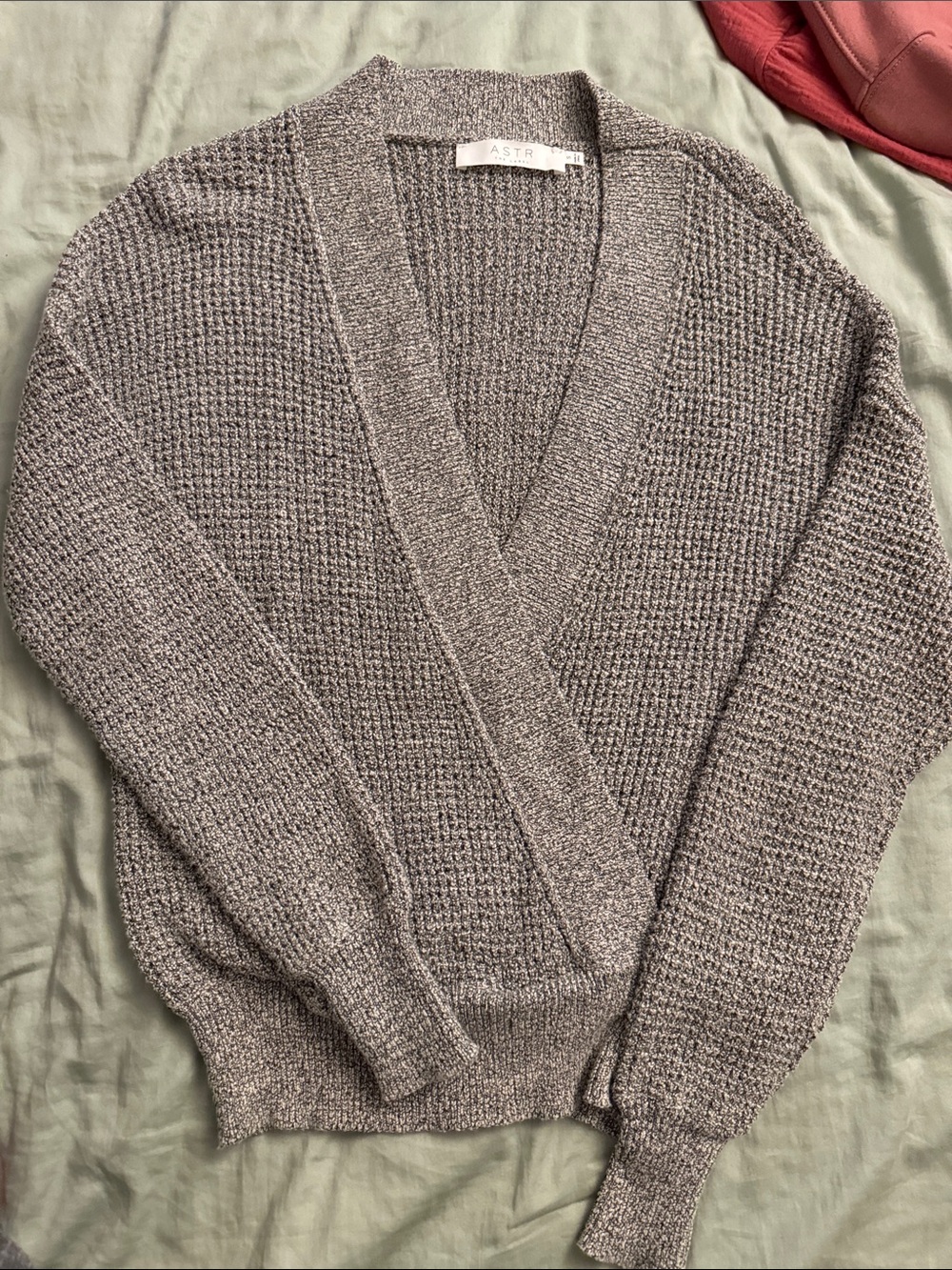 Astr Taupe V-Neck Waffle Knit Sweater